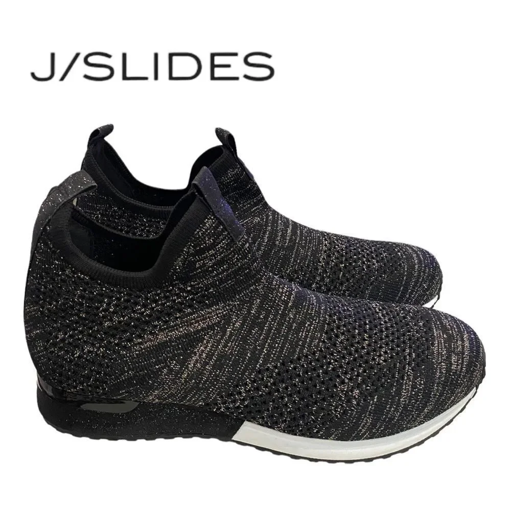 NEW in Box Urban Sport by J/SLIDES Orion Black Gold Metallic Sock Sneakers 10